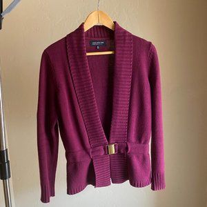 Jones New York Plum Petite Belted Cardigan